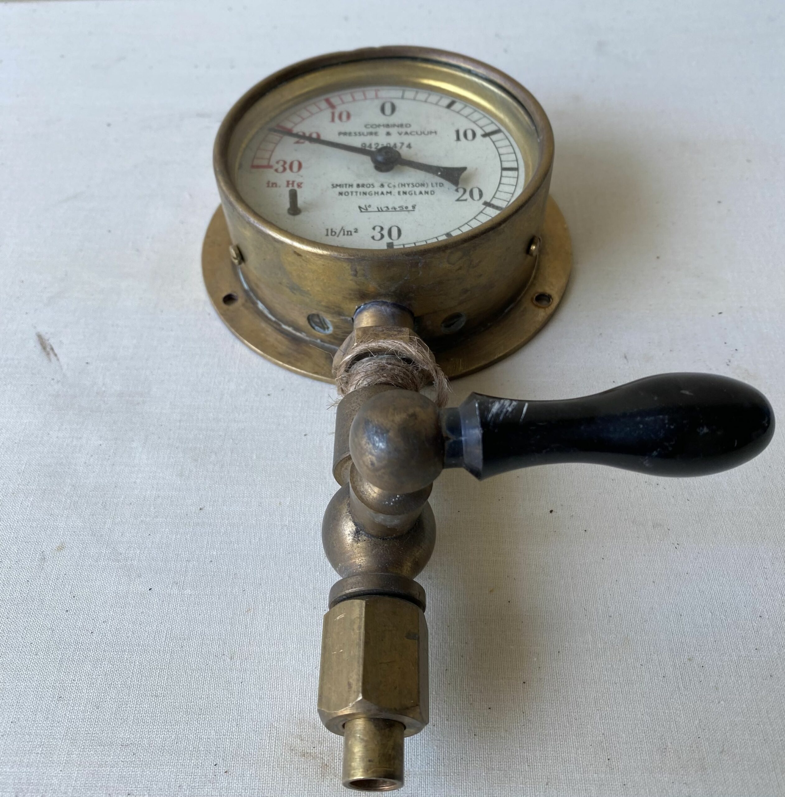 Brass marine pressure dial with handle