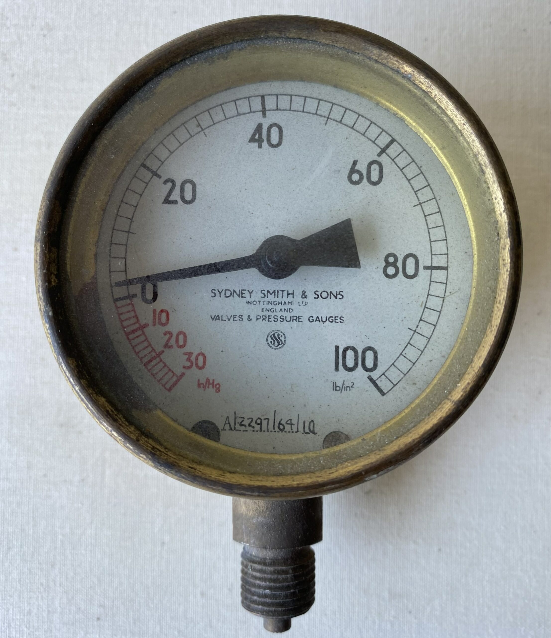 Small brass pressure dial