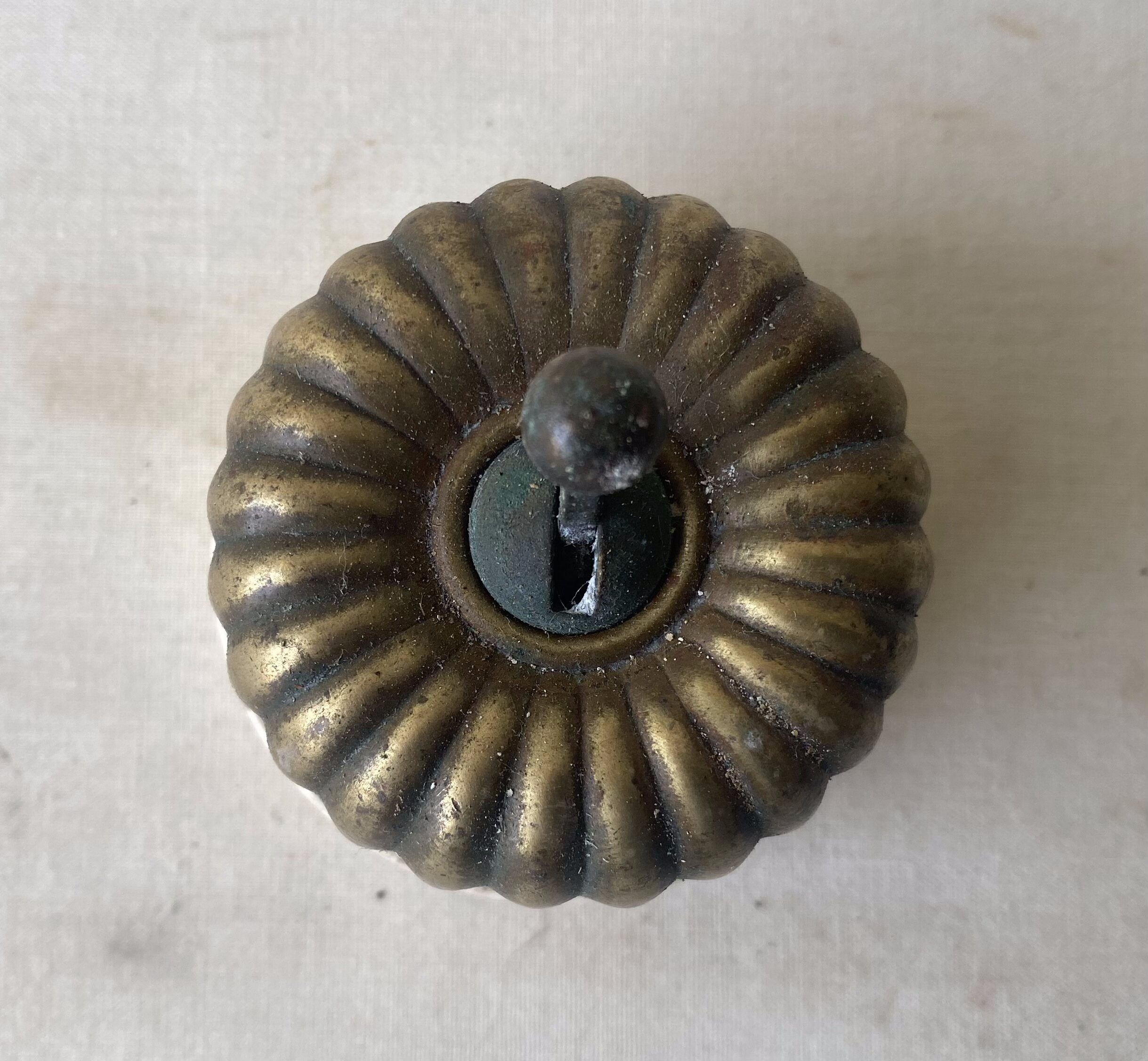 English brass and porcelain fluted light switch