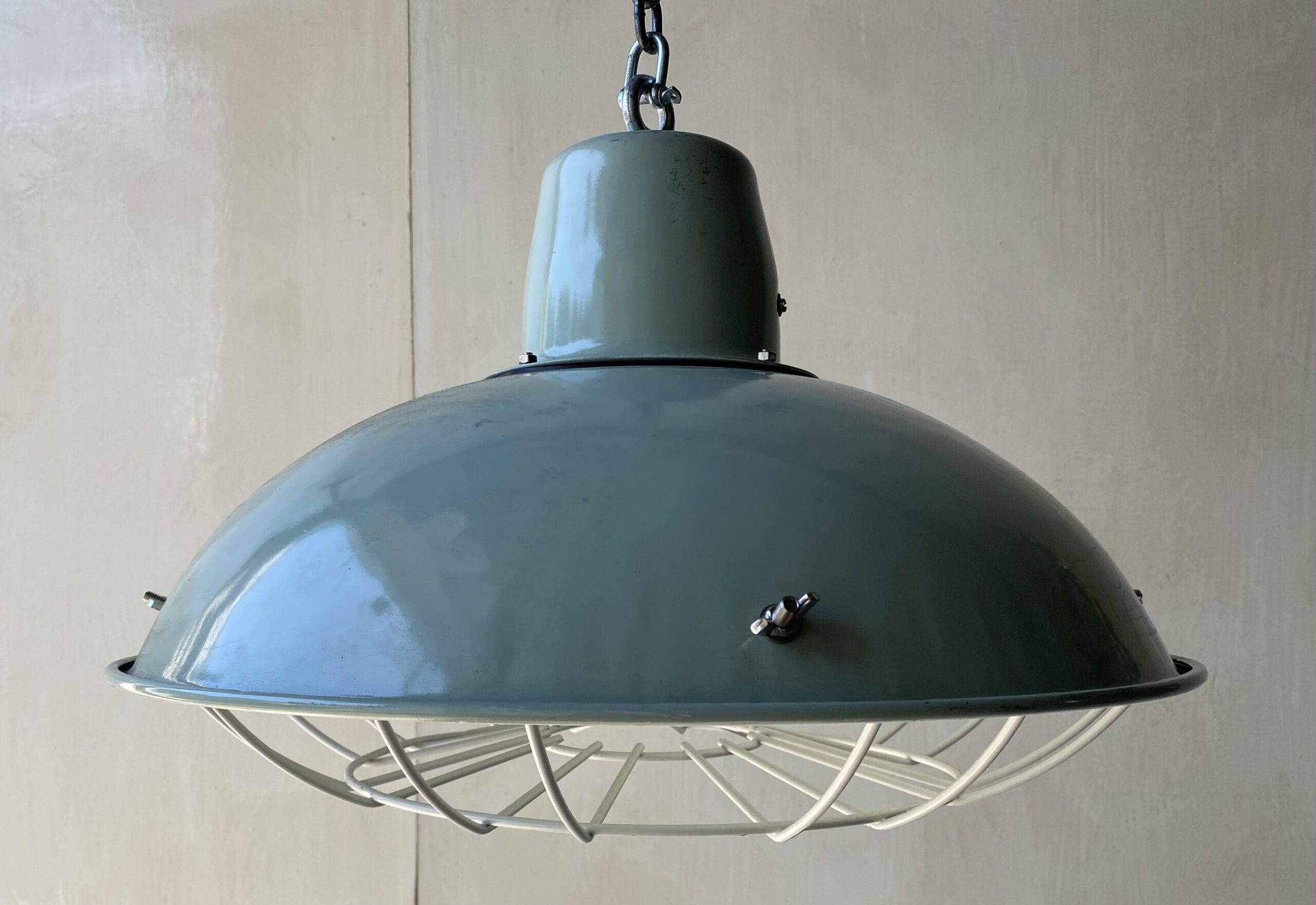 Large marine pendant light with cage
