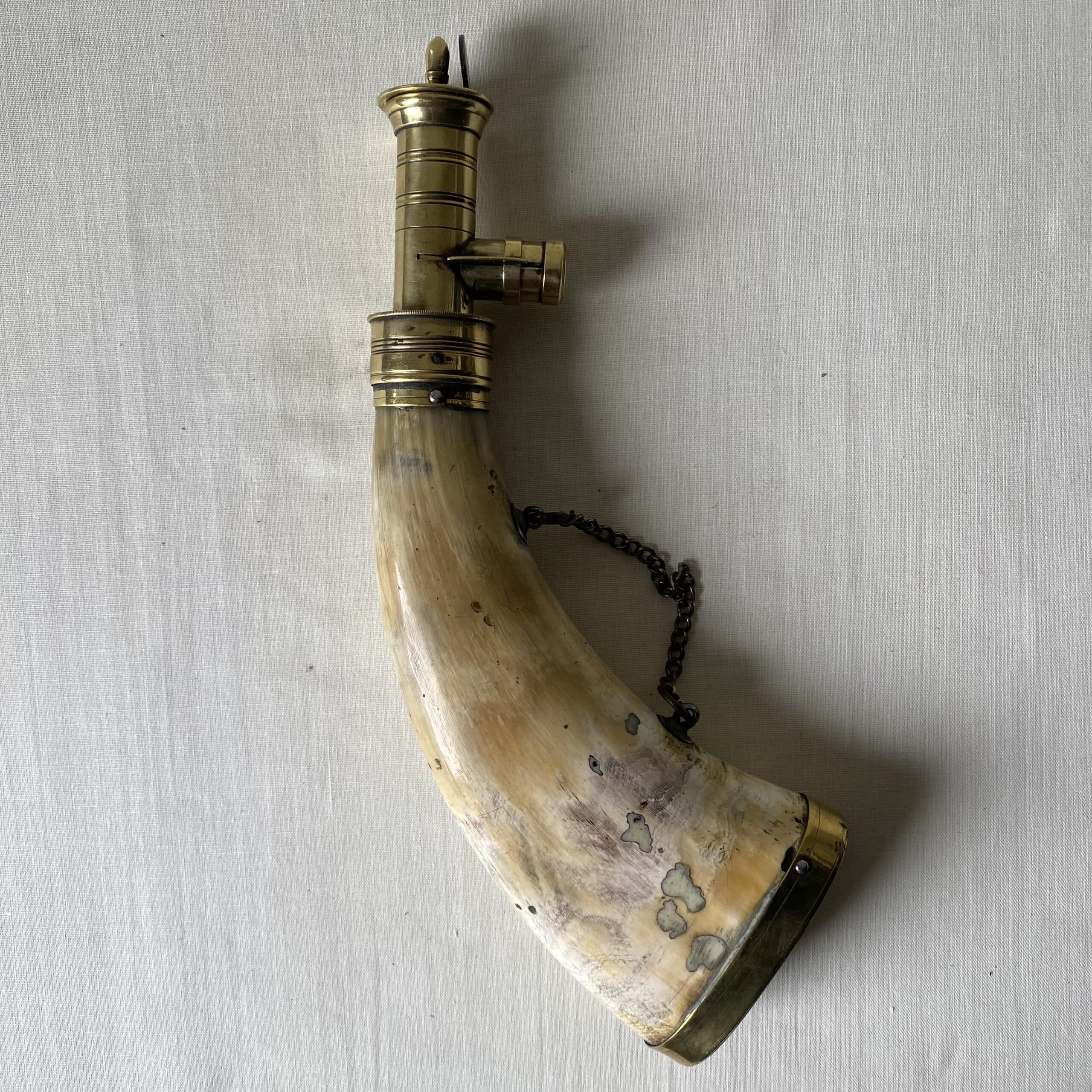 Brass mounted powder horn